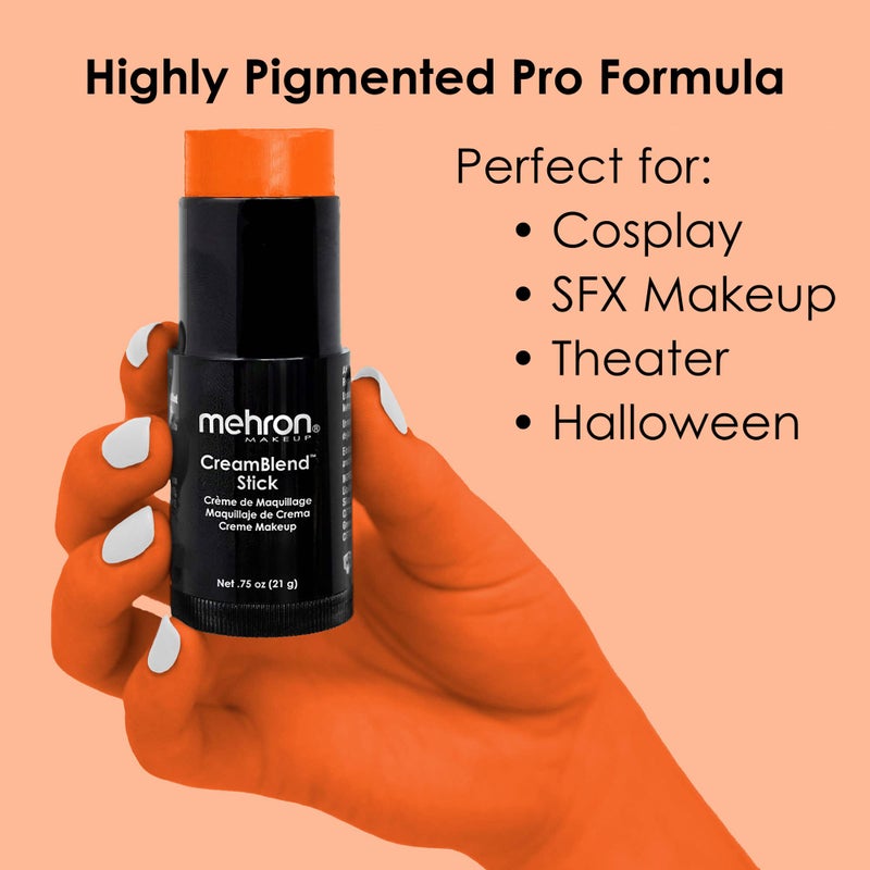 Mehron Makeup CreamBlend Stick | Face Paint, Body Paint, & Foundation Cream Makeup | Perfect for Halloween (.75 oz) (ORANGE) - Image 3