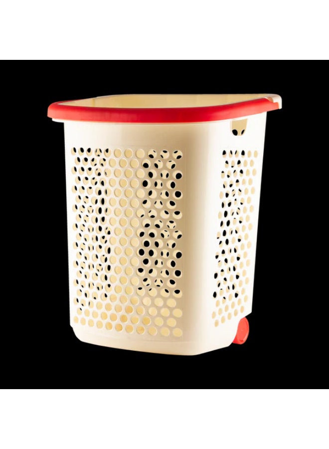 خورشيد بلاست سبت غسيل سولى 70 لتر بغطاء وعجلات من خورشيد بلاستك ولون ابيض 01204821 - Image 1