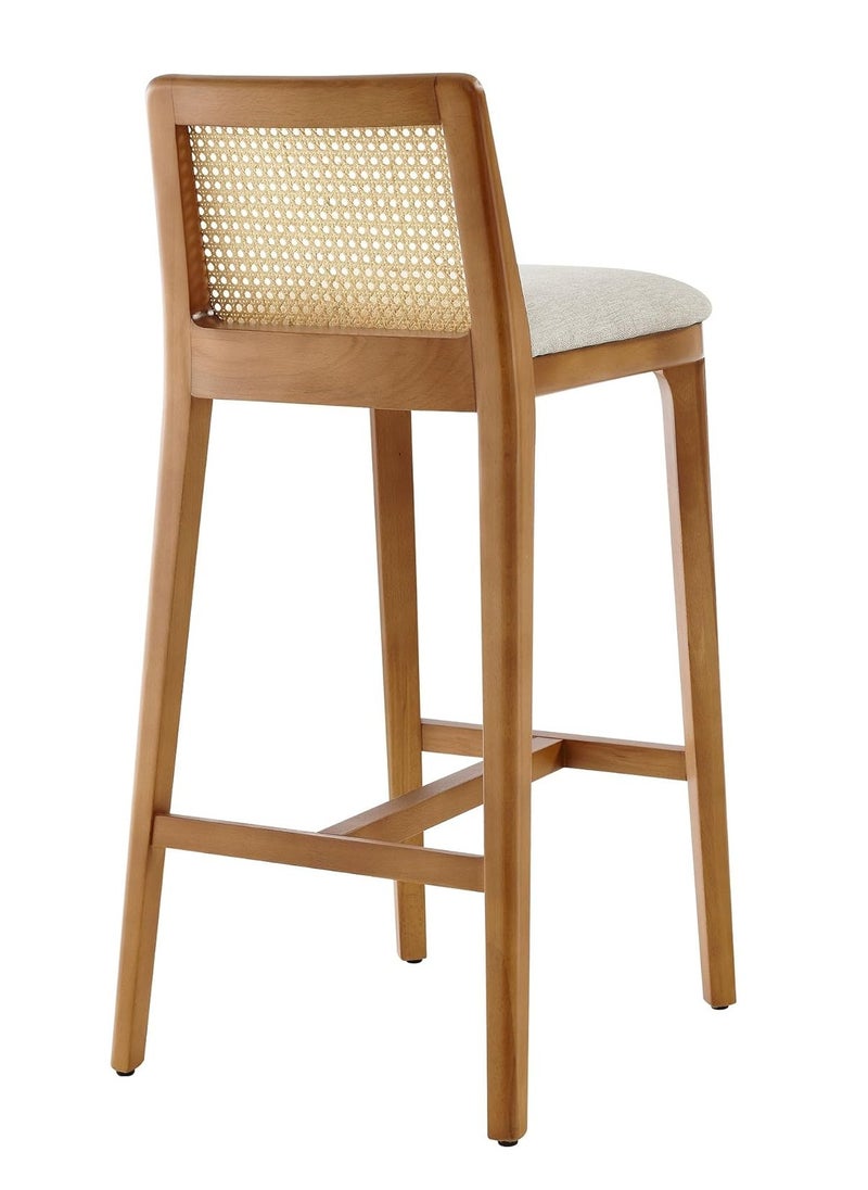Neo Front Neo Front New Counter Height Bar Stool with Cane Rattan Back and Padded Seat for Home Office Furniture Cafe Bar Hotel Outdoor Indoor Family Party Picinic Improvement Tool  Linen Upholstered B505  - Image 5