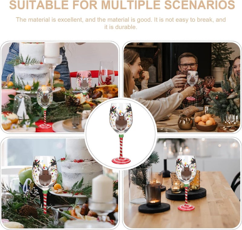 woobles and Hand- Hand Drinking Goblets Deer Red Winter Nightclub Party Stemchristmas Wine Drinkware Bar with Personalised Cup Adorable Reindeer Supplies Home Glass Wineglass Champagne As Shown Two 22x8cm - Image 1