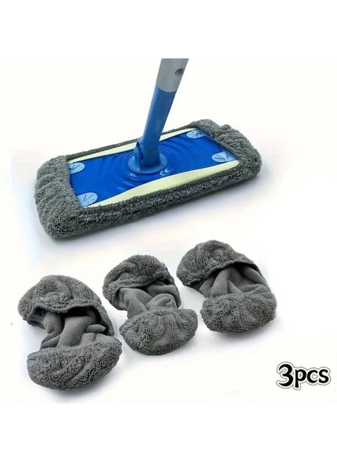 3pcs Reusable Chenille Mop Pads Compatible with Swiffer Sweeper Mop, Wet and Dry Flat mop Cover, 3 Pack Washable Swiffer Pads for Surface/Hardwood Floor Cleaning (Mop is Not Included)