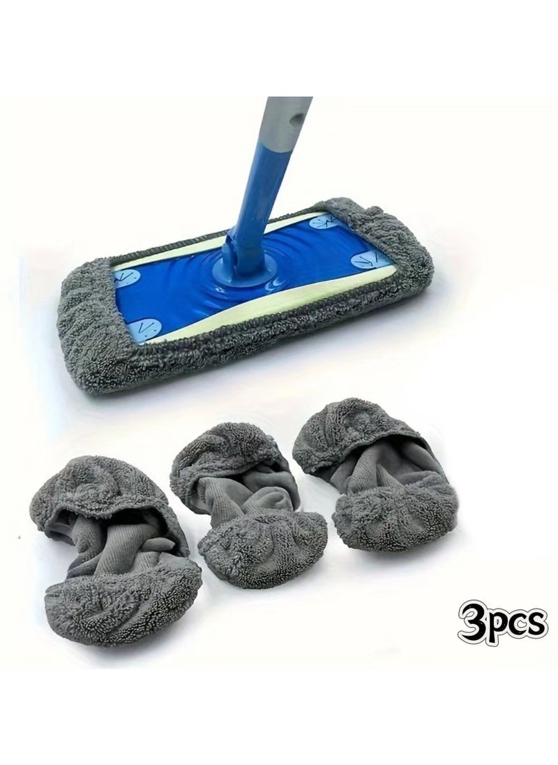 3pcs Reusable Chenille Mop Pads Compatible with Swiffer Sweeper Mop, Wet and Dry Flat mop Cover, 3 Pack Washable Swiffer Pads for Surface/Hardwood Floor Cleaning (Mop is Not Included)