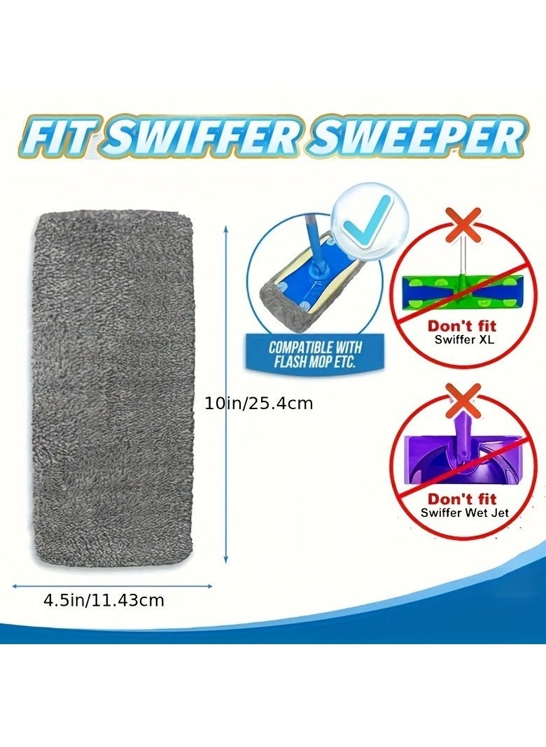 3pcs Reusable Chenille Mop Pads Compatible with Swiffer Sweeper Mop, Wet and Dry Flat mop Cover, 3 Pack Washable Swiffer Pads for Surface/Hardwood Floor Cleaning (Mop is Not Included)