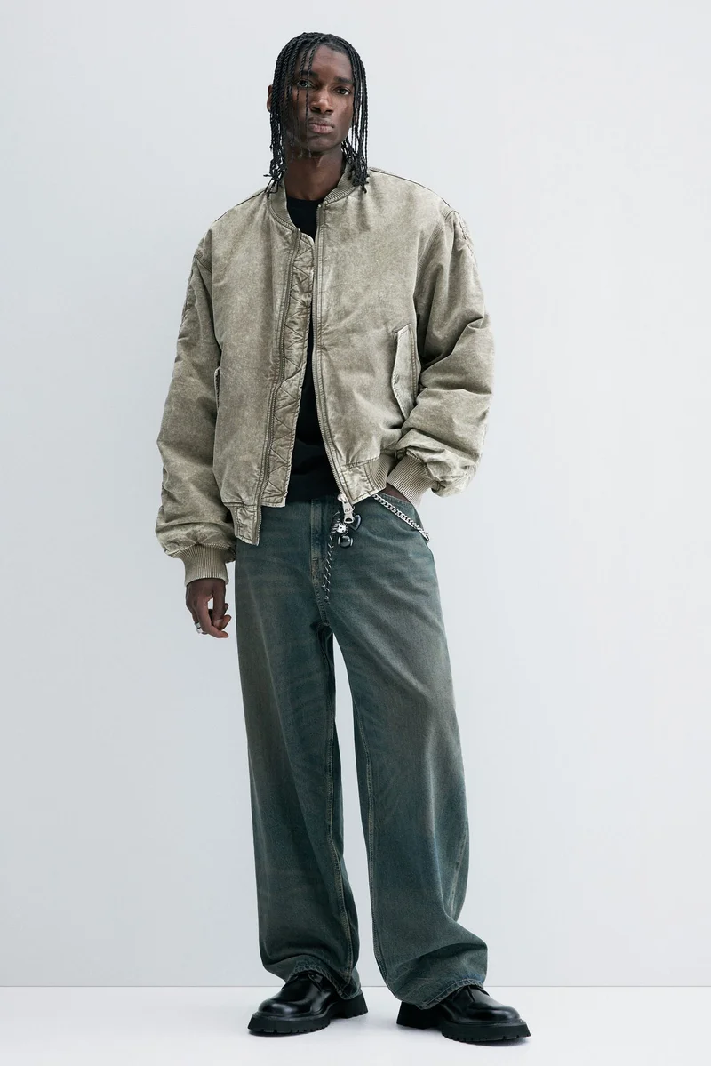 H&M  Loose Fit Washed bomber jacket for Men | Best Price UAE