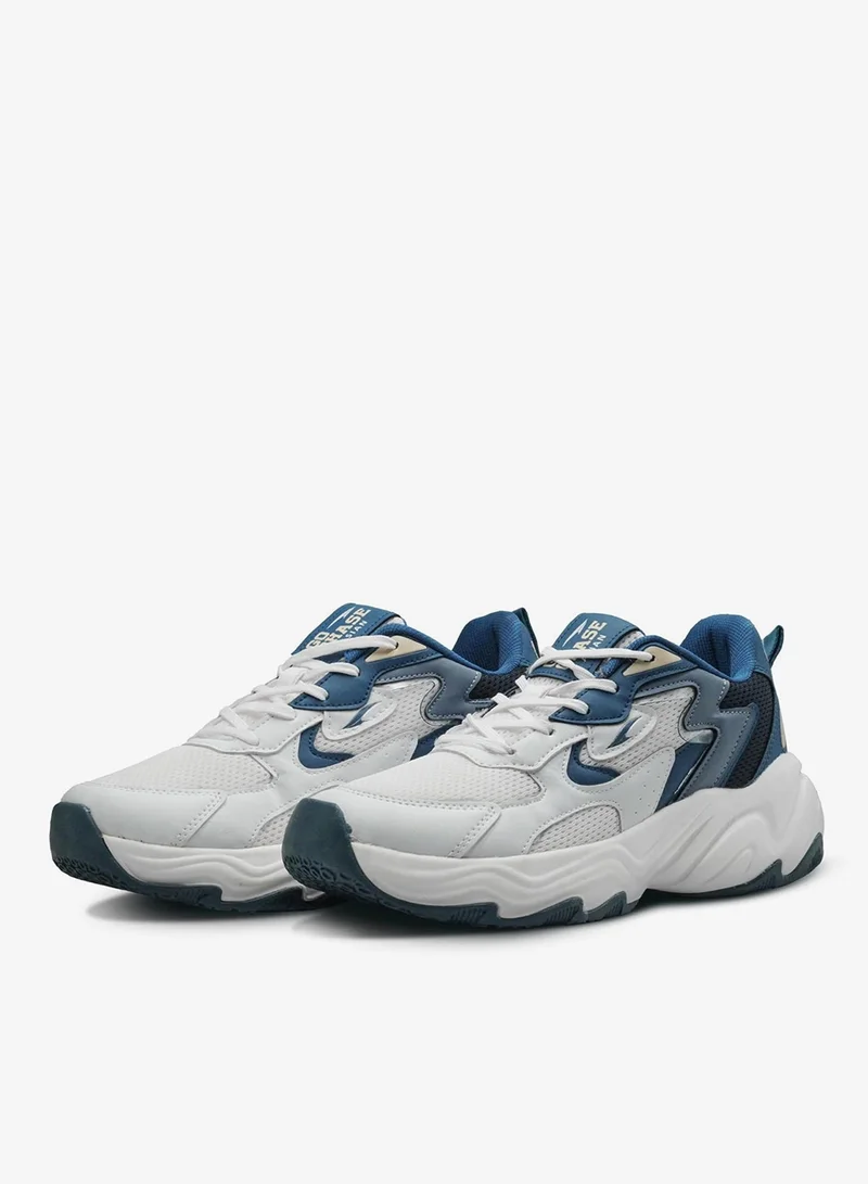 Asian Men's White and Blue Running Shoes for Sports and Gym