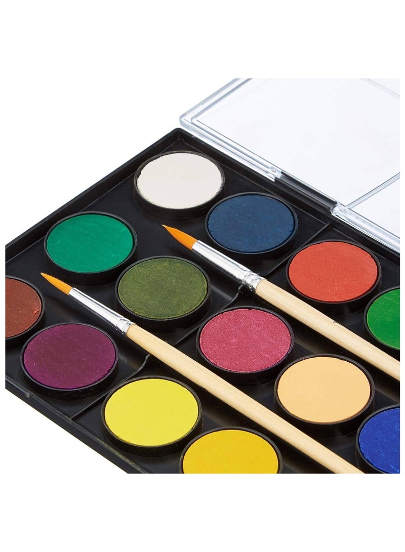 FABER-CASTELL 21-Piece Watercolour Cake With Two Paint Brushes For Watercolour Paintings - Image 2