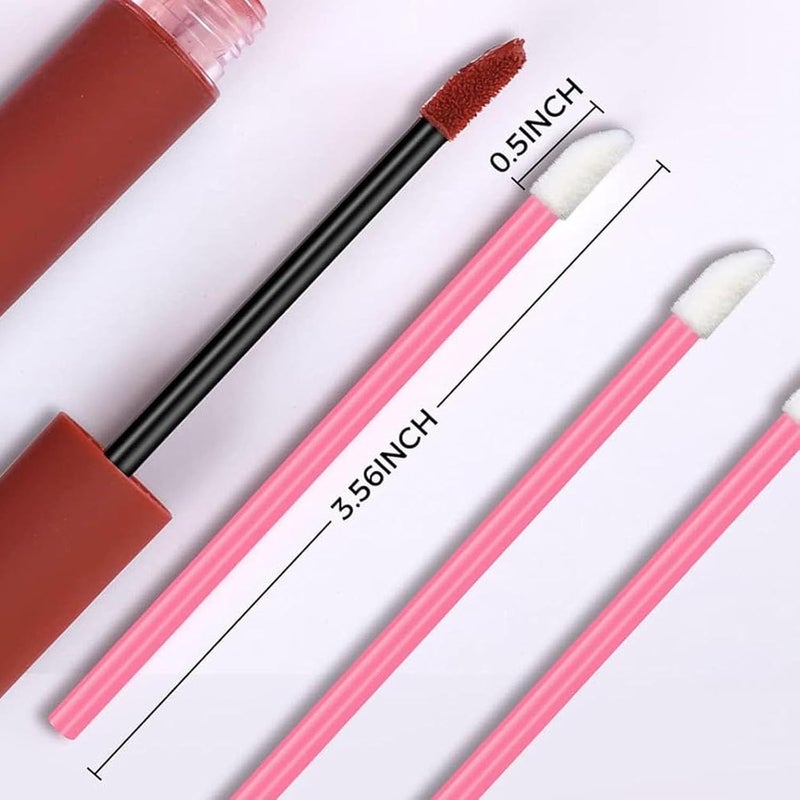 ALMEKAQUZ 100 Pcs Lip Brushes,Lip Gloss Wands Lint Free Makeup Applicator Brush Beauty Tool (Pink) - Image 3