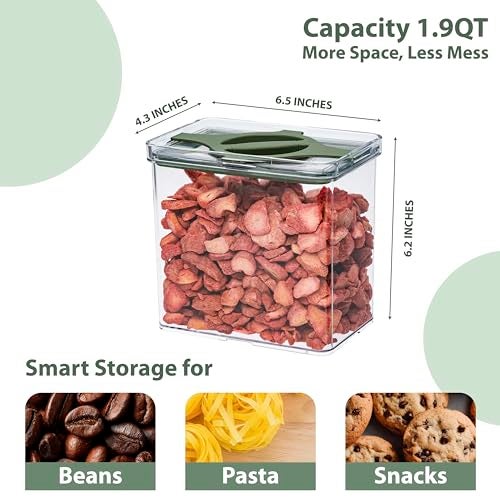 Prestoor 4-Pack Airtight Pantry Containers, 1.9 QT / 1.8 L Clear Food Storage Jars with Leakproof Twist-Lock Lids, Detachable Lid for Easy Cleaning, Cereal, Pasta, Rice, Oats, Snack Storage -Black - Image 2