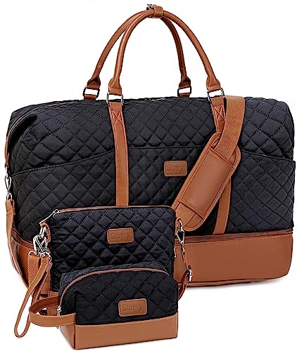 Stuery Weekender Bags for Women with Toiletry Bags Large Overnight Bags Travel Duffel Bag Carry On Shoulder Weekend Tote with Shoe Compartment and Wet Pocket - Image 1