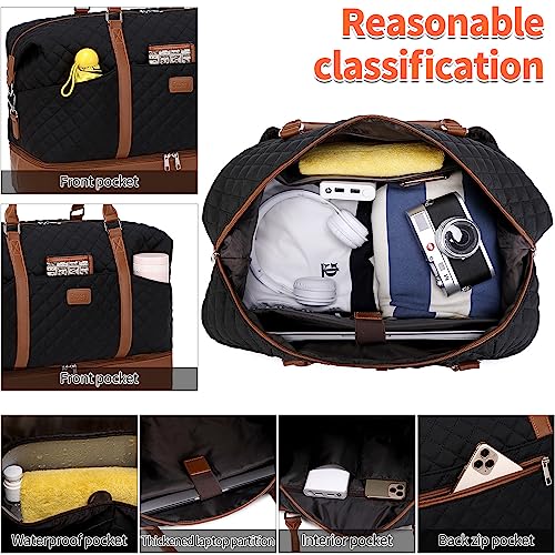 Stuery Weekender Bags for Women with Toiletry Bags Large Overnight Bags Travel Duffel Bag Carry On Shoulder Weekend Tote with Shoe Compartment and Wet Pocket - Image 3