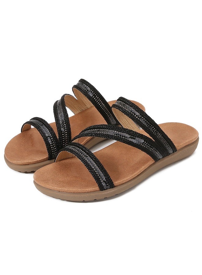 NIBEMINENT Plus Size Women's Fashion Flat Sandals and Slippers Comfortable Girl Shoes in Summer  - Image 1