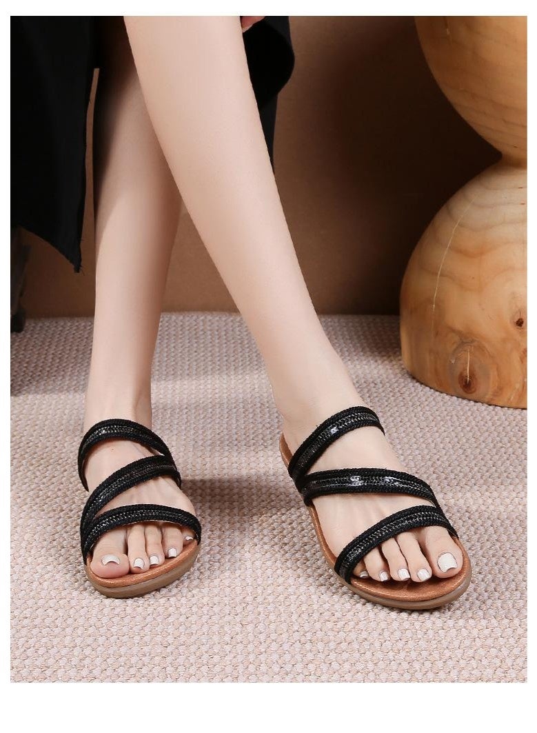 NIBEMINENT Plus Size Women's Fashion Flat Sandals and Slippers Comfortable Girl Shoes in Summer  - Image 3