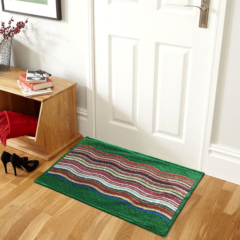 Status Contract Anti Skid Washable Micro Polyester Luxury Floor Door Mat Runner, Combo Set of 2 Pcs (Green) - Image 3