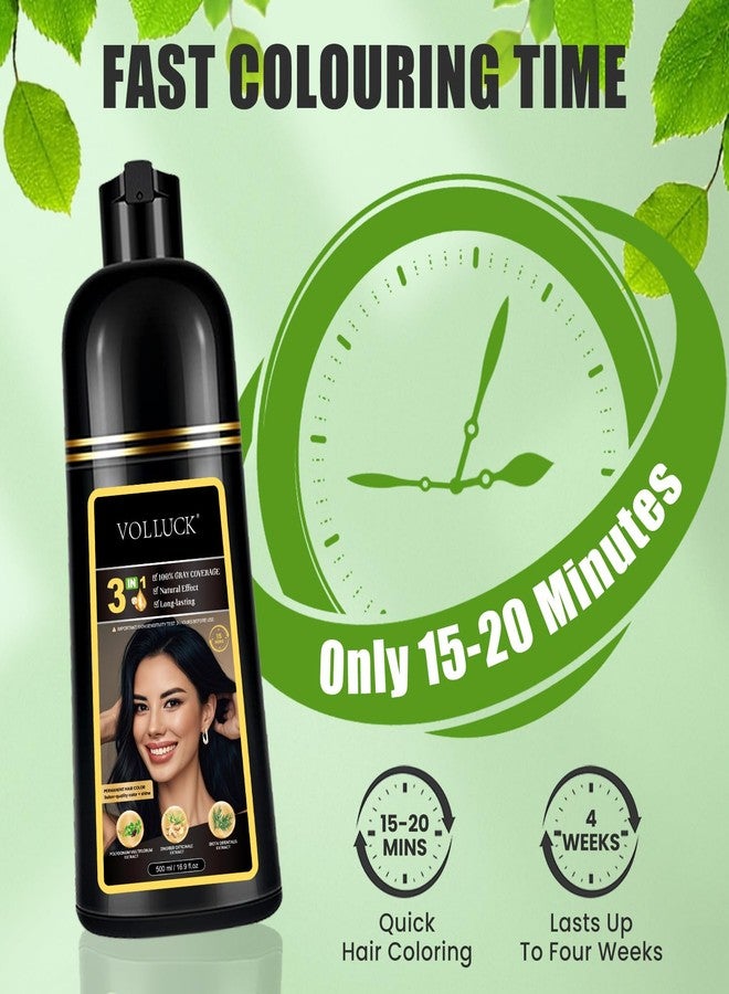 VOLLUCK Hair Dye Shampoo, Hair Dye Shampoo 3 in 1 Long Lasting Gray Hair Coverage for Women & Men (Black) - Image 3