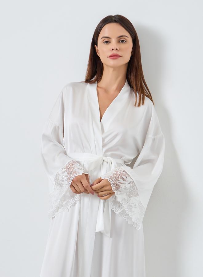 Styli Lace Trim Satin Robe - Image 2
