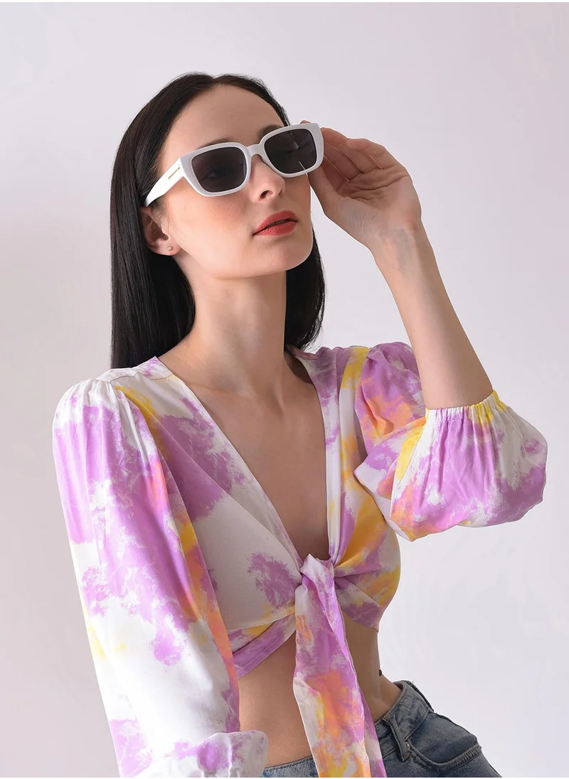 Haute Sauce Black Lens White Wayfarer Sunglasses