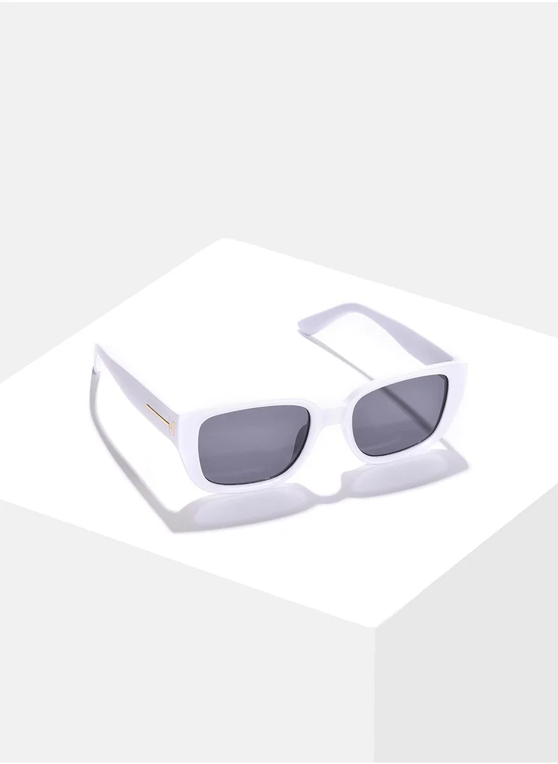 Haute Sauce Black Lens White Wayfarer Sunglasses