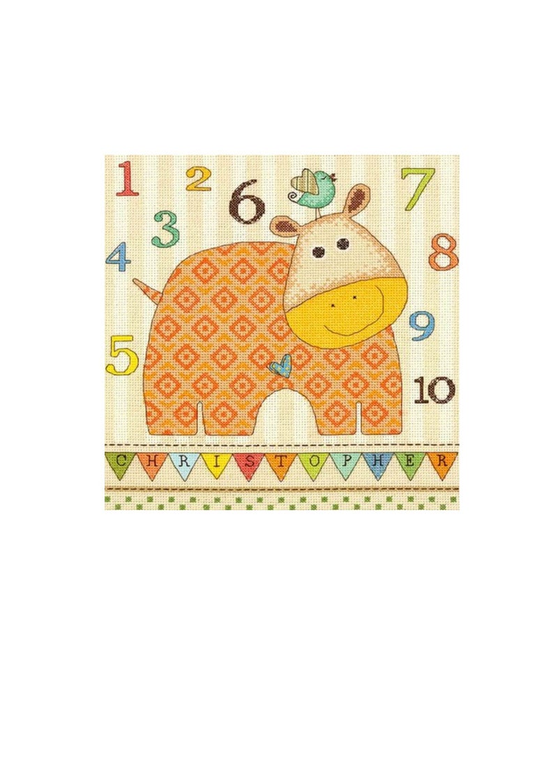 Dimensions Counted Cross Stitch Kit 10in x 10in Baby Hippo 123 (14 Count) - Image 1