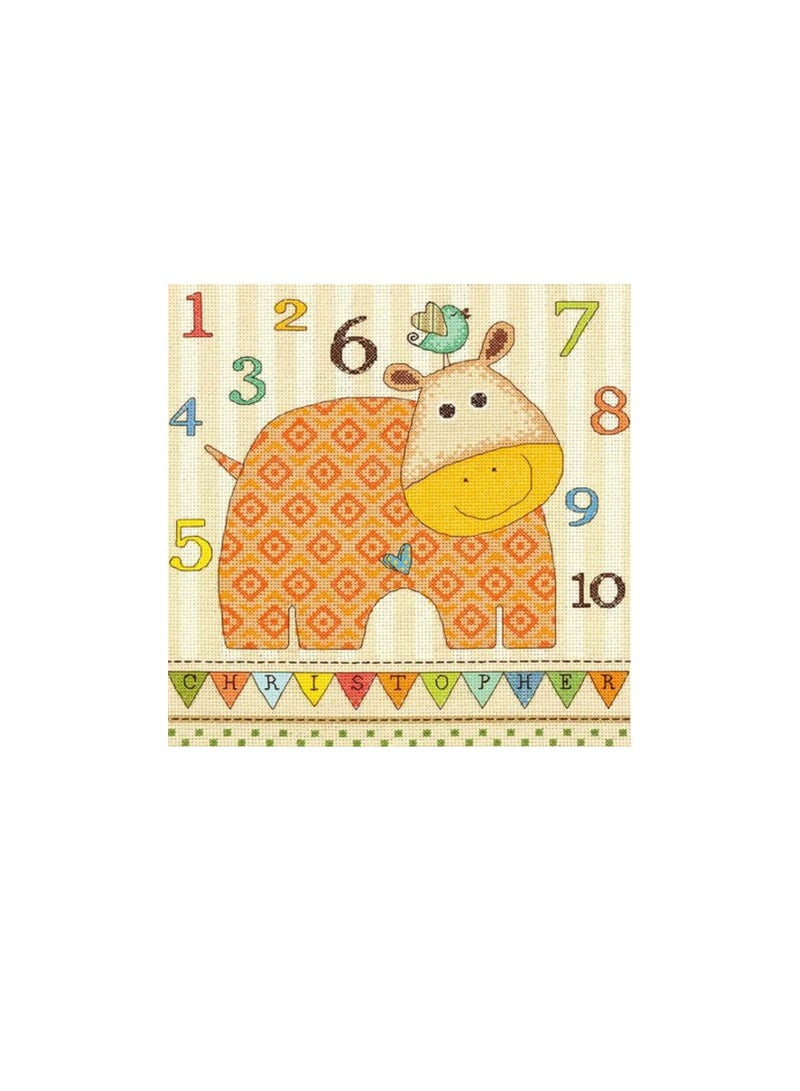 Dimensions Counted Cross Stitch Kit 10in x 10in Baby Hippo 123 (14 Count) - Image 2