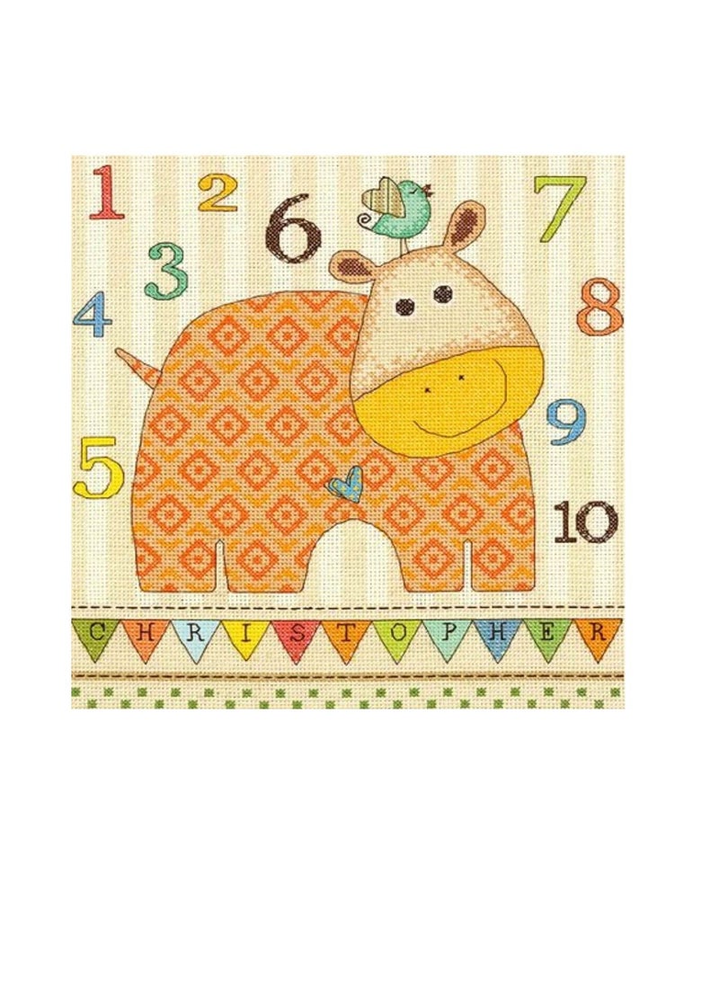 Dimensions Counted Cross Stitch Kit 10in x 10in Baby Hippo 123 (14 Count) - Image 3