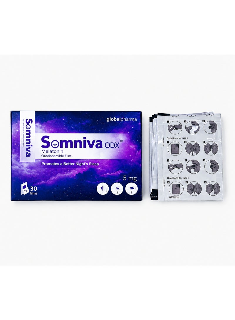 Somniva Melatonin 5mg Orodispersible Film 30 PCS Box – Fast Dissolving Sleep Support Films for Better Night Sleep