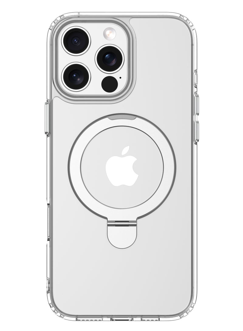 ديفيا كفر ايفون 16 برومكس ماج سيف شفاف مسكه【 جراب ايفون 16 برومكس 】مغناطيسي معتمد من اختبار السقوط من ارتفاع 2 متر؛ مصنوع من مواد فائقة الجودة TPU+PC مع دعامة مغناطيسية معدنية مدمجة - Image 1