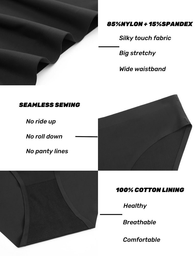 Caterlove Women's Seamless Underwear No Show Stretch Bikini Panties Silky Invisible Hipster 6 Pack (E, Small) - Image 4