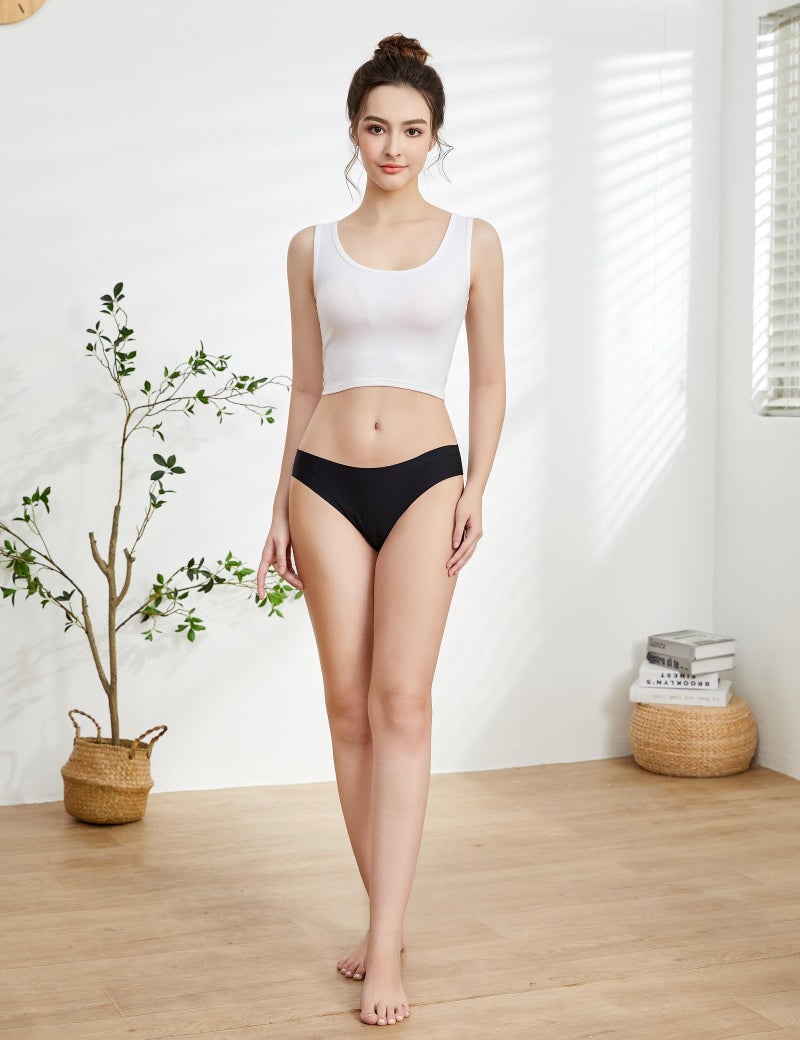 Caterlove Women's Seamless Underwear No Show Stretch Bikini Panties Silky Invisible Hipster 6 Pack (E, Small) - Image 2