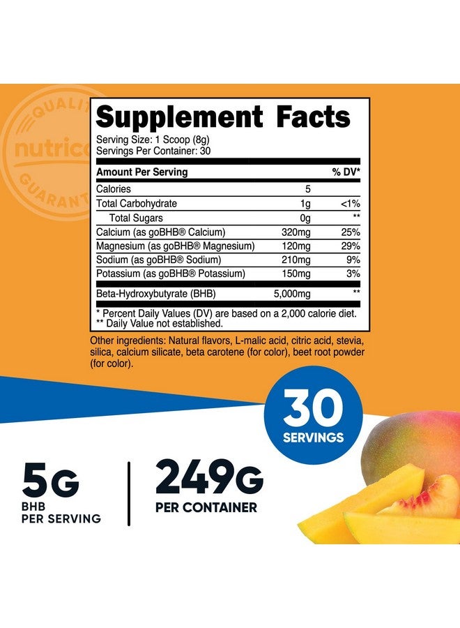 Nutricost BHB Salts Drink Mix (30 Servings, Peach Mango Flavored) (5G BHB Per Serving) - 0G Total Sugars, Vegetarian Product - Image 2
