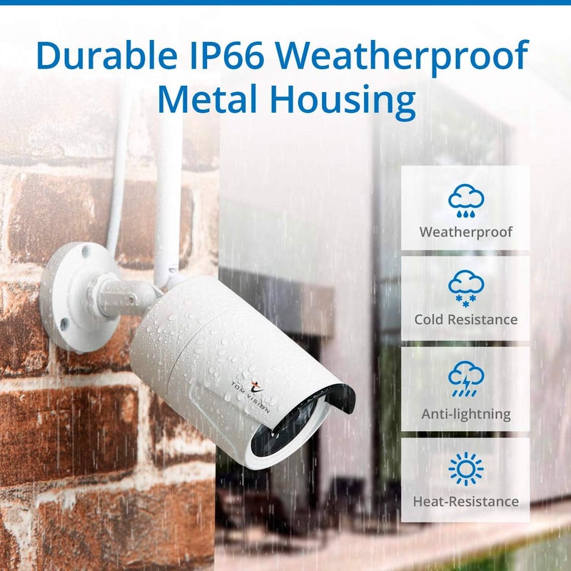 Tomvision Expandable 10CH Wireless CCTV Security House Camera System 10CH 2K/5MPNVR Kits + 4 Pack 3.0MP HD Antenna IP Network WiFi Mic Camera Night Vision Remote Access Motion Detection(White+1TB) - Image 4