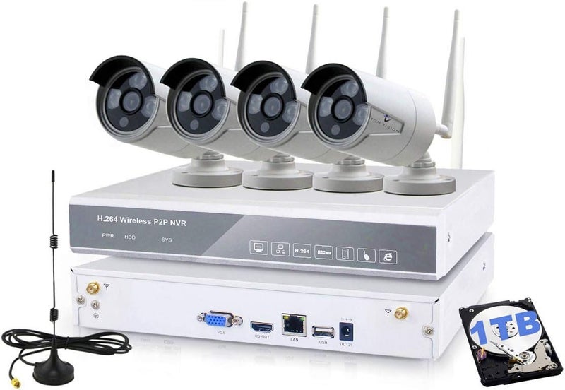 Tomvision Expandable 10CH Wireless CCTV Security House Camera System 10CH 2K/5MPNVR Kits + 4 Pack 3.0MP HD Antenna IP Network WiFi Mic Camera Night Vision Remote Access Motion Detection(White+1TB) - Image 1