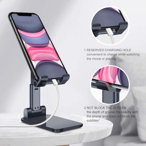smars® Adjustable & Foldable Mobile Phone Stand Tab Holder for Table Desktop Home Office Compatible with Universal Smartphones and Tablets - Image 3