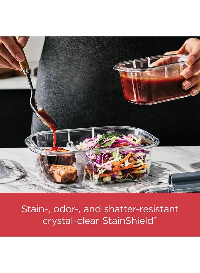 Rubbermaid حاويات تحضير الوجبات من روبيرماند، حاويات تخزين الطعام ذات قسمين، 2.85 كوب، 5-pack، خالية من BPA، شفافة/رمادية - Image 5