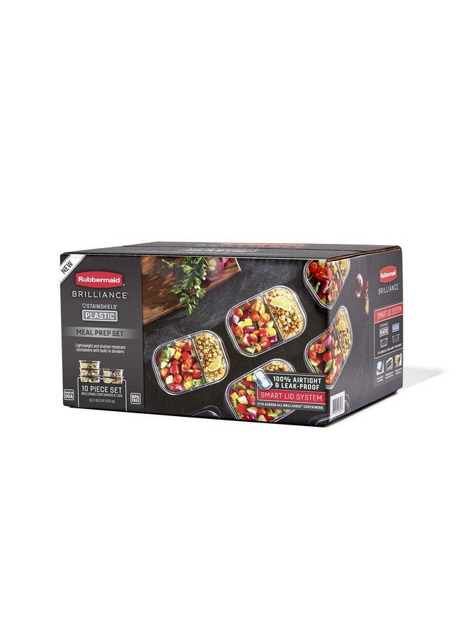 Rubbermaid حاويات تحضير الوجبات من روبيرماند، حاويات تخزين الطعام ذات قسمين، 2.85 كوب، 5-pack، خالية من BPA، شفافة/رمادية - Image 3