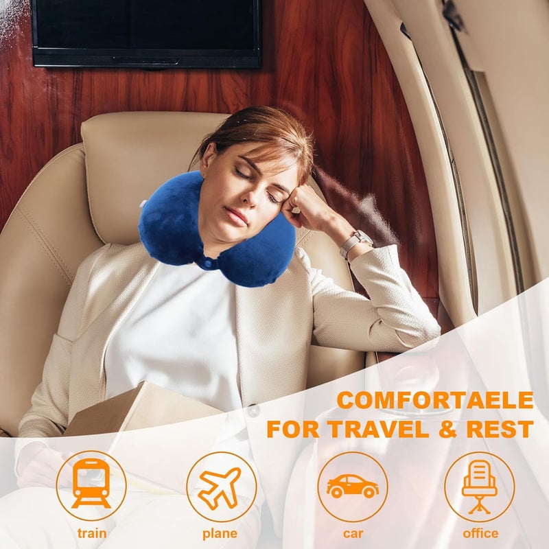Far win Travel Pillow,100% Pure Memory Foam U Shaped Neck Pillow,Super Lightweight Portable Headrest Great for Airplane, Car,Home,Office,Sleeping Rest (Blue) - Image 2