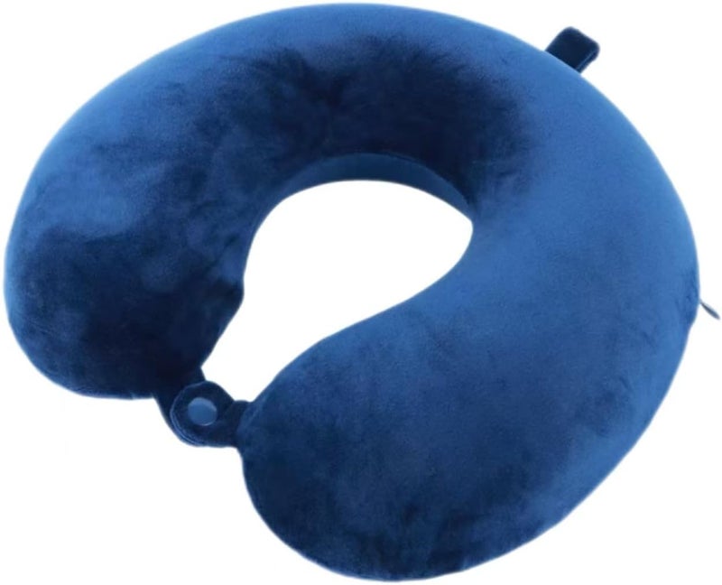 Far win Travel Pillow,100% Pure Memory Foam U Shaped Neck Pillow,Super Lightweight Portable Headrest Great for Airplane, Car,Home,Office,Sleeping Rest (Blue) - Image 1