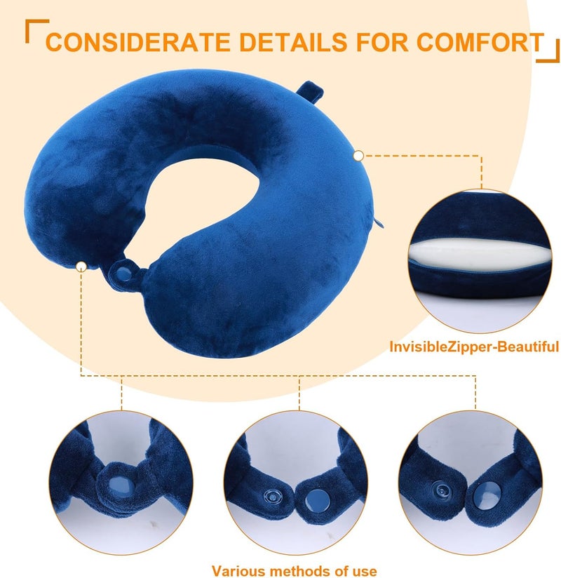 Far win Travel Pillow,100% Pure Memory Foam U Shaped Neck Pillow,Super Lightweight Portable Headrest Great for Airplane, Car,Home,Office,Sleeping Rest (Blue) - Image 5