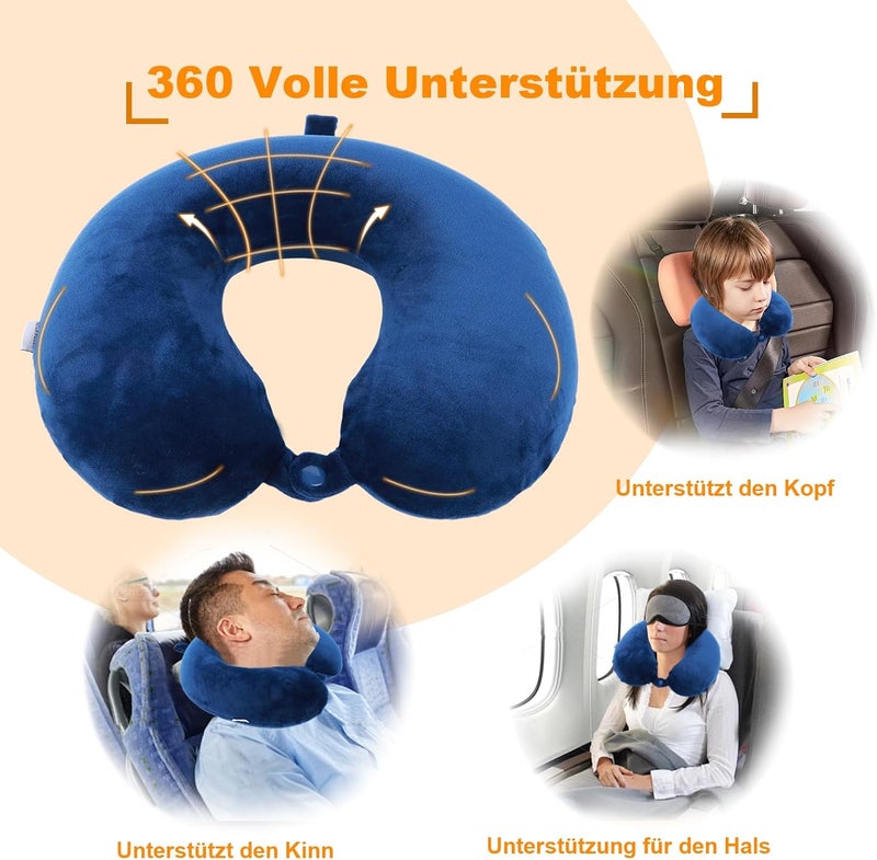 Far win Travel Pillow,100% Pure Memory Foam U Shaped Neck Pillow,Super Lightweight Portable Headrest Great for Airplane, Car,Home,Office,Sleeping Rest (Blue) - Image 3