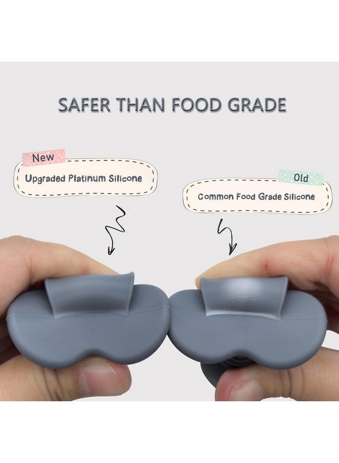 Ginbear Platinum Silicone Baby Spoons Self Feeding 6 Months First Stage, Non Toxic Infants Led Weaning Utensils for Training, Soft BLW Supplies Pack of 4 (Dark Sage/Ivory) - Image 2