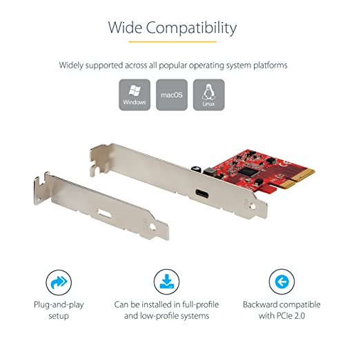 StarTech.com 1-Port USB 3.2 Gen 2x2 PCIe Card, USB-C 20Gbps PCI Express 3.0 x4 Adapter, Data Only, Windows/macOS/Linux, TAA - Image 5