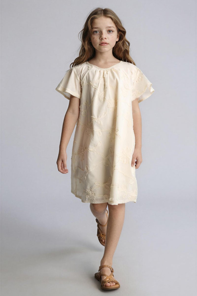 DeFacto Beige Girl Girl Short Sleeve Woven Dress Casual - Image 4