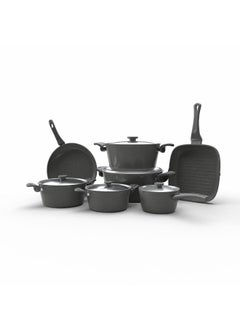 Top Chef Top Chef Granite Set Of 12 (Pot 16-22-26-30 - Grill 28 - Frying Pan 30 - Casserole 18) Gray 