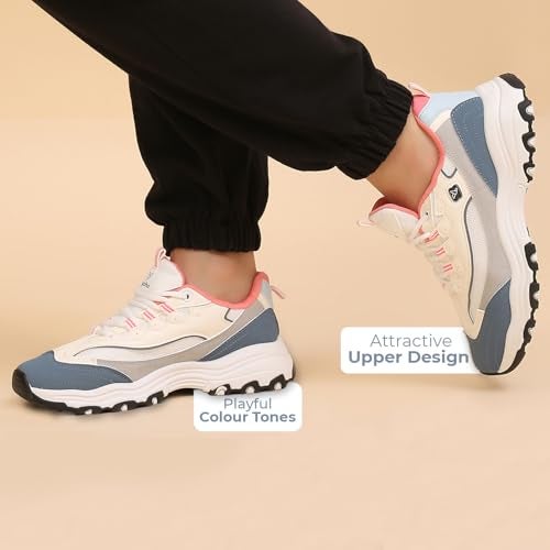 YOHO Chonks Women’s Sporty Comfortable Chunky Sneakers | Dove Grey - UK 6 - Image 3