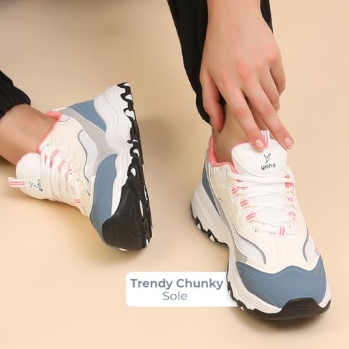 YOHO Chonks Women’s Sporty Comfortable Chunky Sneakers | Dove Grey - UK 6 - Image 2