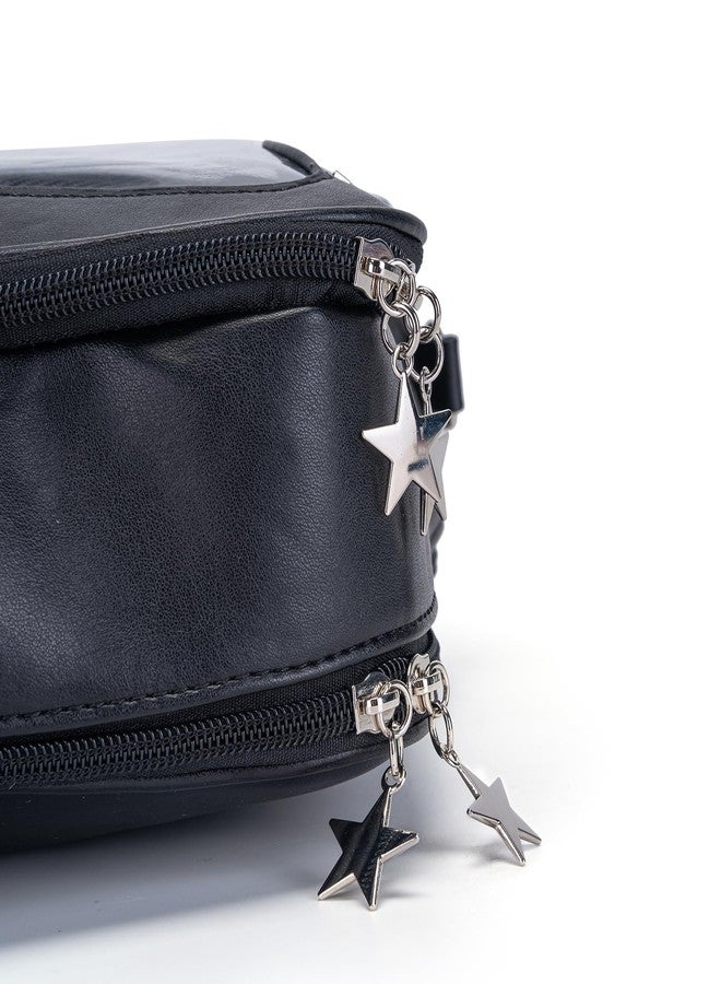 Aunewrick Star-Shaped Ita Bag, Star Purse Pin Backpack PU Cute Aesthetic Y2K Crossbody Purse, Handbag Ita Insert Display (Black) - Image 5