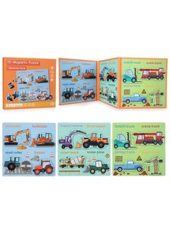 Generic Montessori Magnetic Cardboard Puzzle Book Toys Durable Reusable Paper Puzzles for Visual Cognitive Training Engineering Vehicles  - Image 1
