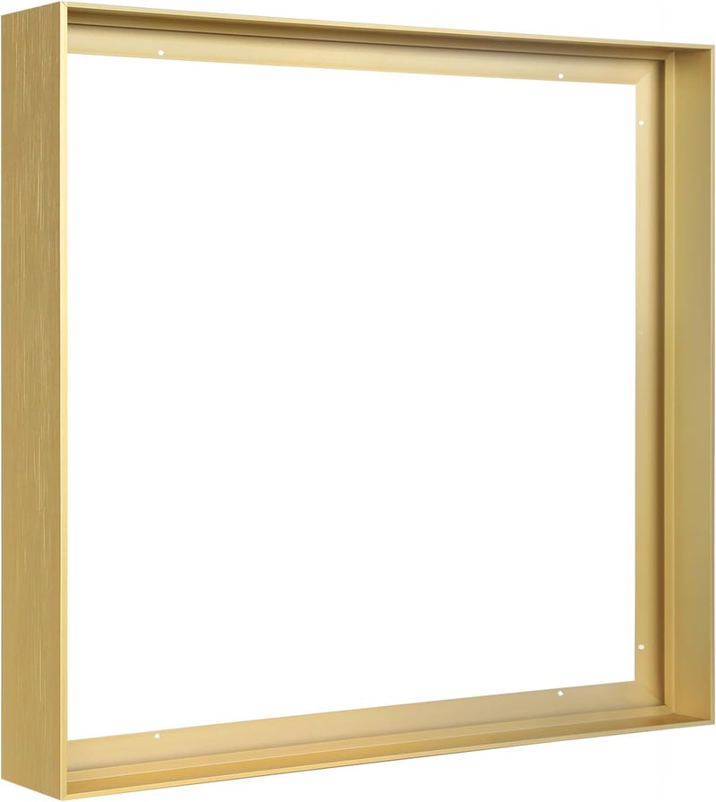 FOLKOR إطار عائم قماشي للوحات زيتية مقاس 20×20، إطار عائم معدني مربع DIY بعمق 1.5 بوصة للطباعات الفنية وأعمال فنية مناظر طبيعية وصور شخصية لتزيين جدران غرفة المعيشة (ذهبي) - Image 1