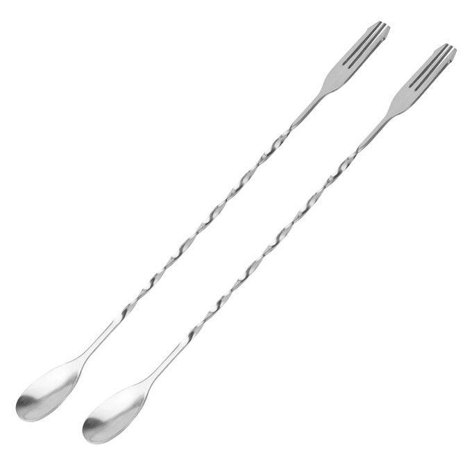 BAR SPOON COCKTAIL MIXING SPOON 2PCS COCKTAIL STIRRERS LONG HANDLE 127 INCHES STAINLESS STEEL LONG DRINK STIRRERS WITH TRIDENT TIP