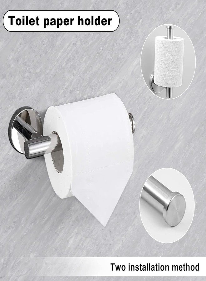Toptowel طقم أدوات الحمام توبتاول 15 مجموعة 24 بوصة من النيكل المصقول، يتضمن 3 قطع قضيب منشفة 24 بوصة، 6 قطع خطاف رداء، 3 قطع حلقة منشفة، 3 قطع حامل ورق تواليت - Image 4