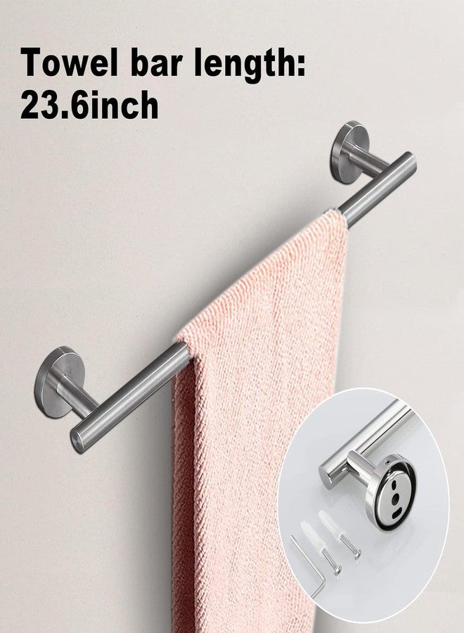 Toptowel طقم أدوات الحمام توبتاول 15 مجموعة 24 بوصة من النيكل المصقول، يتضمن 3 قطع قضيب منشفة 24 بوصة، 6 قطع خطاف رداء، 3 قطع حلقة منشفة، 3 قطع حامل ورق تواليت - Image 2